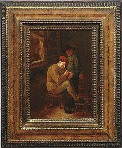 Peasant Interior With Boer Lighting Clay Pipe by Harmen Hals