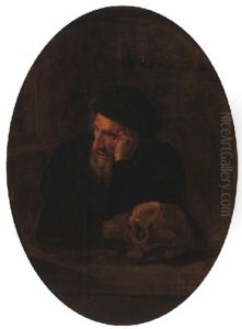 An Old Man With A Skull by Harmen Hals