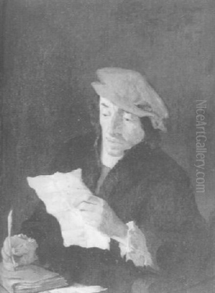 Portrait Of A Man Reading A Letter, Holding A Quill by Harmen Hals