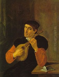 Lautenspieler An Einem Tisch Mit Notenbuch Sitzend by Harmen Hals