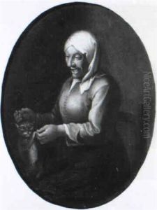 Bauerin, Die Mit Einer Katze Spielt by Johannes Fransz Hals