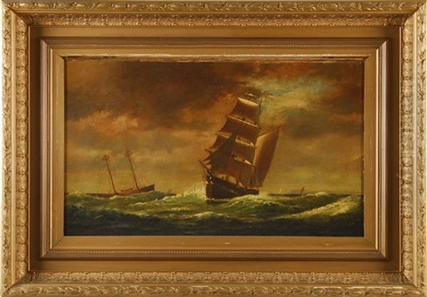 A Brigantine And Lightship Off The Coast - view 1