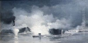 The Merrimac And The Monitor by William Formby Halsall