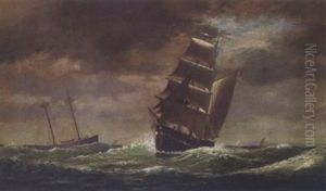 Sailing On Stormy Seas by William Formby Halsall