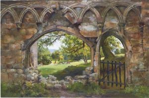 A Wooded Landscape With Cattle Seen Through Ruined Gothic Arches