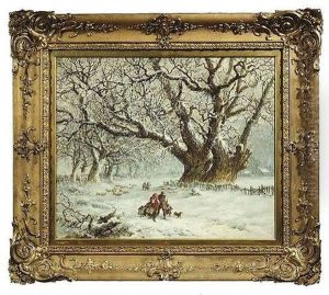 Winterliche Landschaft Mit Spaziergangern