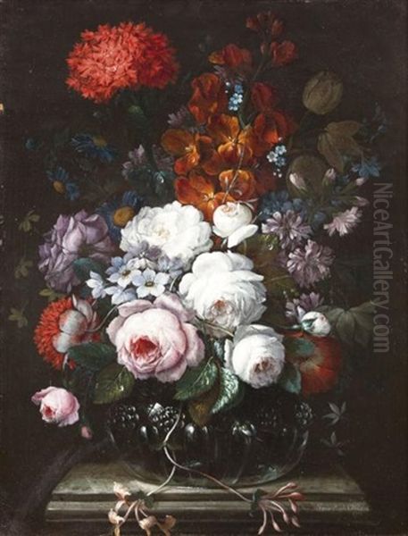 Vase De Fleurs Pose Sur Un Entablement - view 1