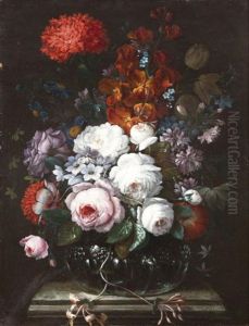Vase De Fleurs Pose Sur Un Entablement by Johann Baptist Halszel