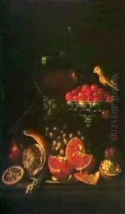 Ein Stilleben Mit Orangen, Weintrauben Ind Einem Kanarien-  Vogel. by Johann Baptist Halszel