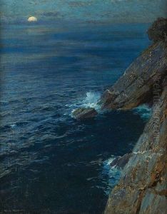 Lever De Lune Sur La Falaise by Willy Hamacher