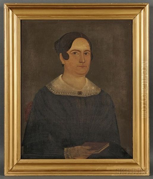 Portrait Of A Woman Holding A Red Book - view 1