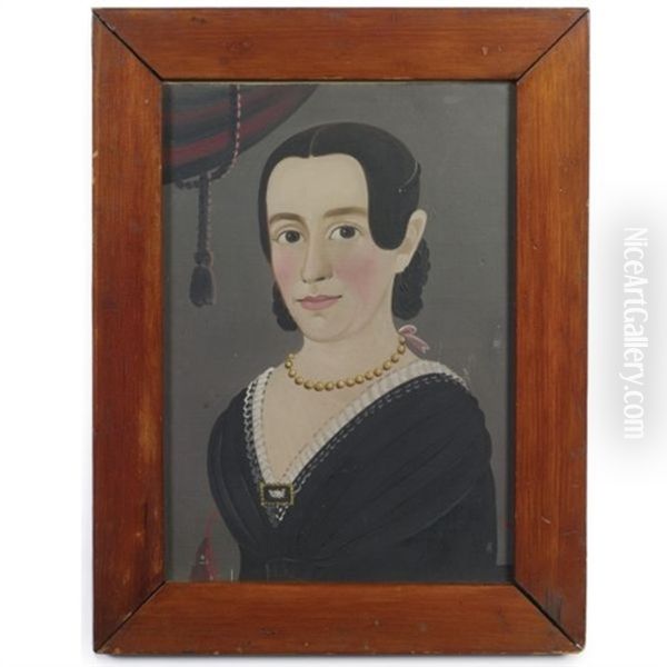Portrait Of A Dark-haired Young Woman With Bow-knotted Pearls And Brooch - view 1