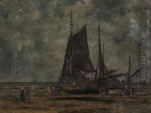 Voiliers A Maree Basse by Wilhelm Hambuechen