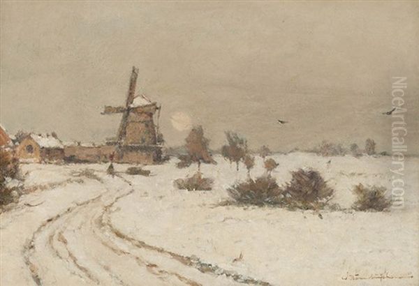 Winterlandschaft Mit Windmuhle - view 1