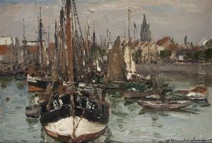 Boote Im Hafen by Wilhelm Hambuechen