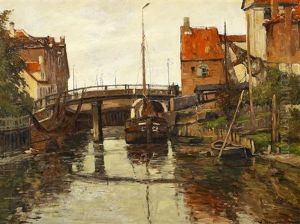 Fischerboote In Der Gracht by Wilhelm Hambuechen