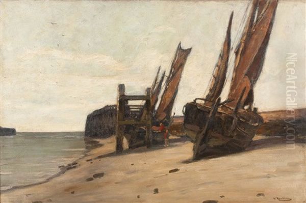 Segelboote Am Strand Bei Ebbe - view 1