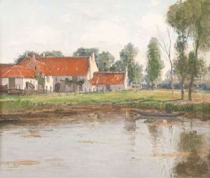 Bauerngehoft An Einem See by Wilhelm Hambuechen