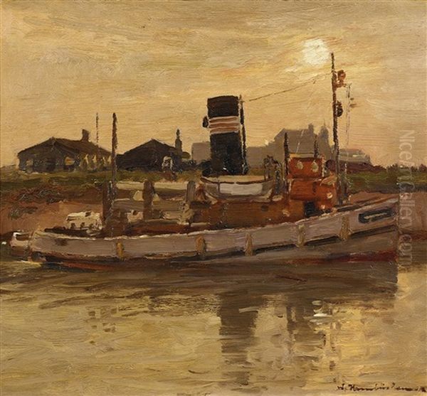 Kutter In Niederrheinischer Flusslandschaft - view 1