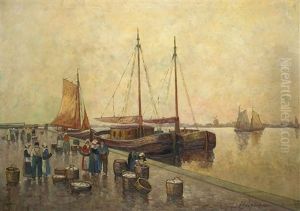 Hollandische Hafenlandschaft by Wilhelm Hambuechen