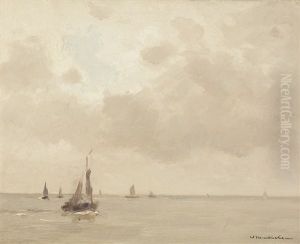Segelboote Auf Offener See by Wilhelm Hambuechen