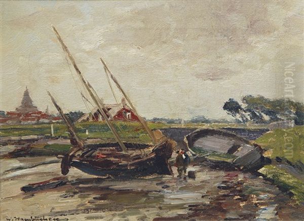 Ships In A Canal At Ebb Tide - view 1