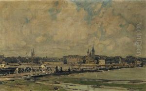 Koln. Der Rhein Bei Mulheim Mit Der Alten Schiffbrucke Koln. Der Rhein Bei Mulheim Mit Der Alten Schiffbrucke