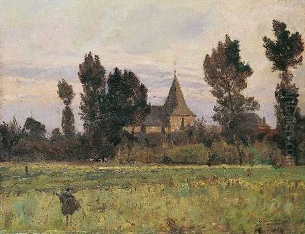 Weidelandschaft Mit Dorfkirche - view 1