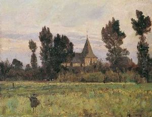 Weidelandschaft Mit Dorfkirche Weidelandschaft Mit Dorfkirche