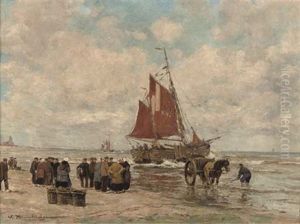A Gathering On The Beach Of Katwijk