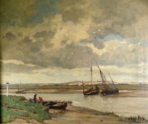 Fischerboote Im Watt by Wilhelm Hambuechen