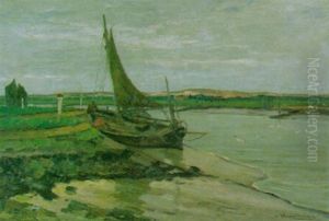 Fischerboot Im Siel by Wilhelm Hambuechen