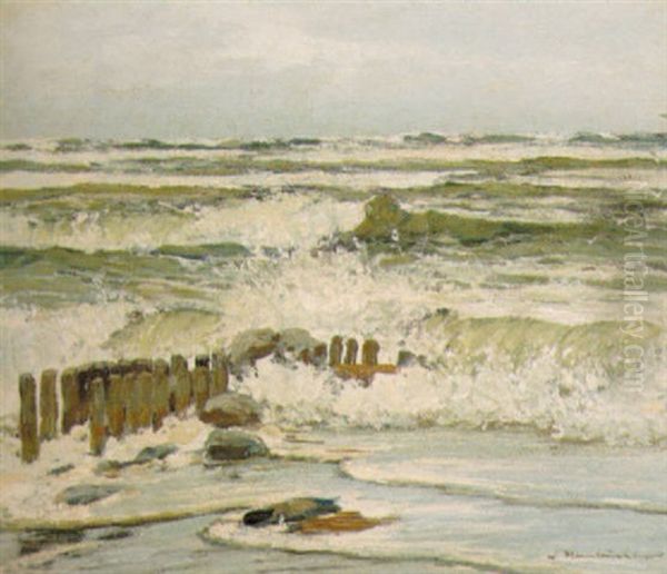 Kystparti Med Bolger, Der Brydes Mod Stranden - view 1