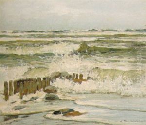 Kystparti Med Bolger, Der Brydes Mod Stranden Kystparti Med Bolger, Der Brydes Mod Stranden
