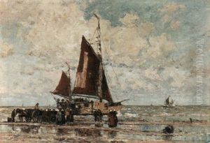 Fishing Boat On A Beach by Wilhelm Hambuechen