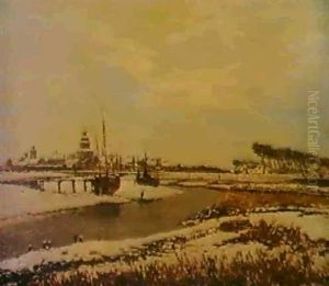 Winterlandschaft Am Niederrhein by Wilhelm Hambuechen