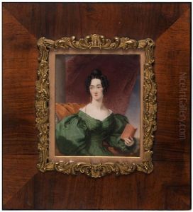 Miniaturportrait Einer Dame In Grunem Kleid by Johann Conrad Hamburger
