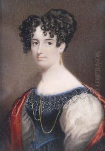 Bildnis Einer Dame Mit Dunklen Locken Und Rotem Umhang