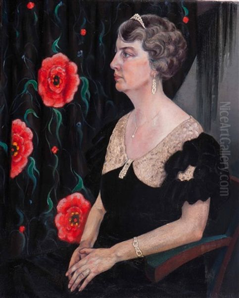 Elegant Seated Lady In Evening Dress - view 1