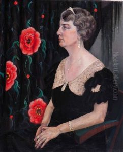 Elegant Seated Lady In Evening Dress