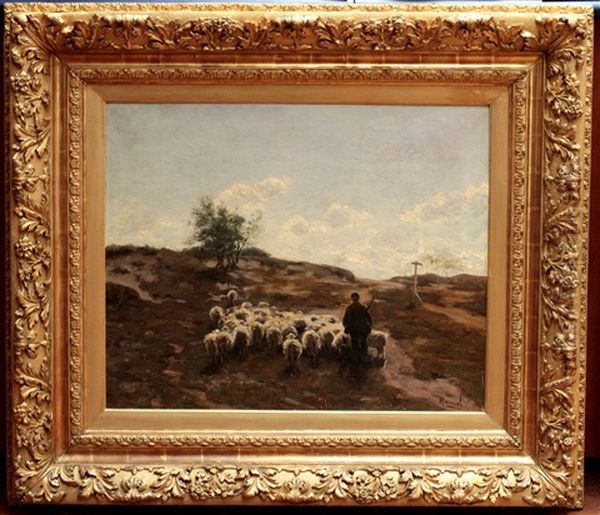 Berger Et Ses Moutons Sur Le Chemin - view 1