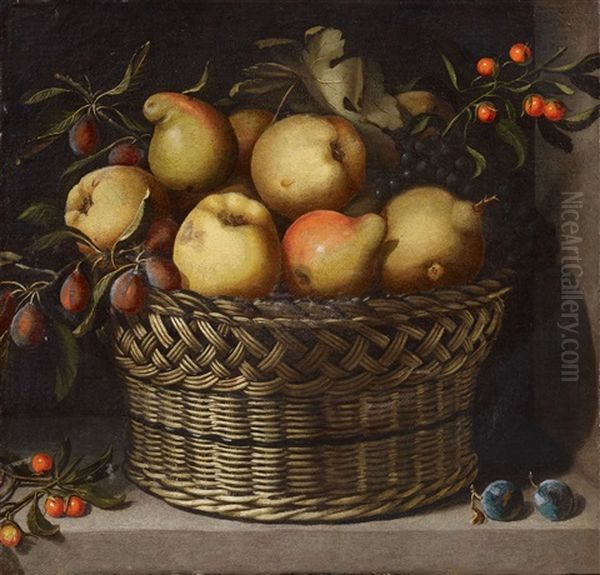 Still Life With Apples, Quinces, Plums, And Cherries In A Basket - view 1
