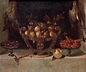 Fruits Dans Une Coupe Et Tazzas, Perdrix Et Branches D'argousier