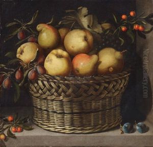 Apples, Quinces, Plums And Cherries In A Basket
