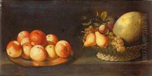 Bodegon Con Azafate De Fruta Y Plato De Manzanas by Juan Van Der Hamen Y Leon