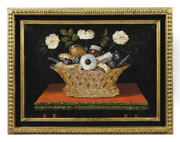 A Basket Of Flowers On A Ledge - view 1