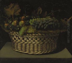 Figs And Grapes In A Beasket On A Ledge