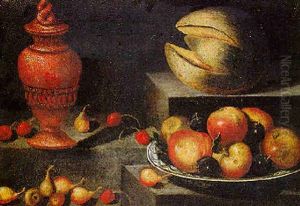 Bodegon De Ceramica Y Frutas