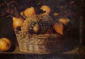 Cesta De Peras Y Racimos De Uvas Cesta De Peras Y Racimos De Uvas