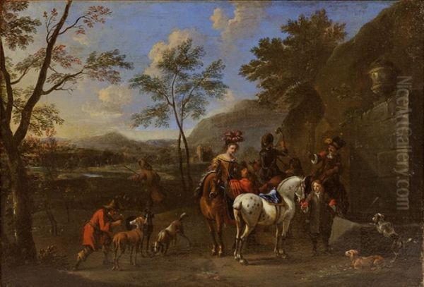 Hunting Party At A Watering Fountain - view 1